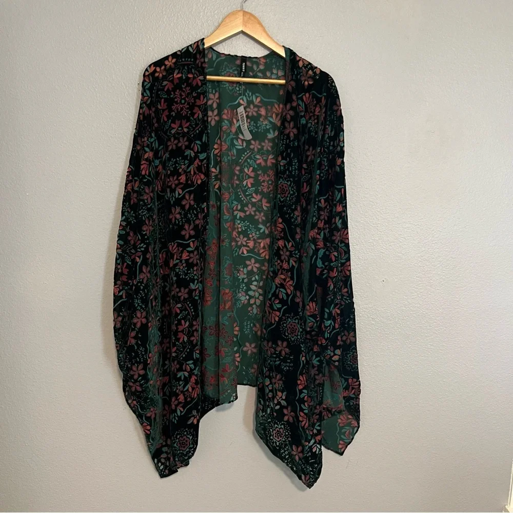 NWT Torrid Burnout Ruana Teal Kimono OS - Picture 1 of 5